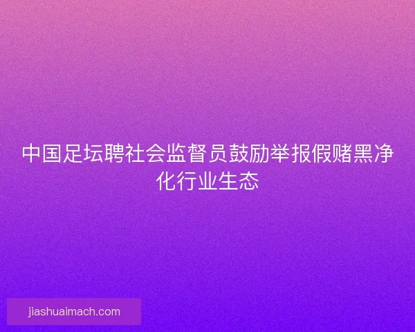 中国足坛聘社会监督员鼓励举报假赌黑净化行业生态 中国足坛聘社会监督员鼓励举报假赌黑净化行业生态